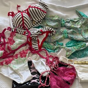 Fabric lot of beach, bunny, bikinis, tops, and bottoms vintage older